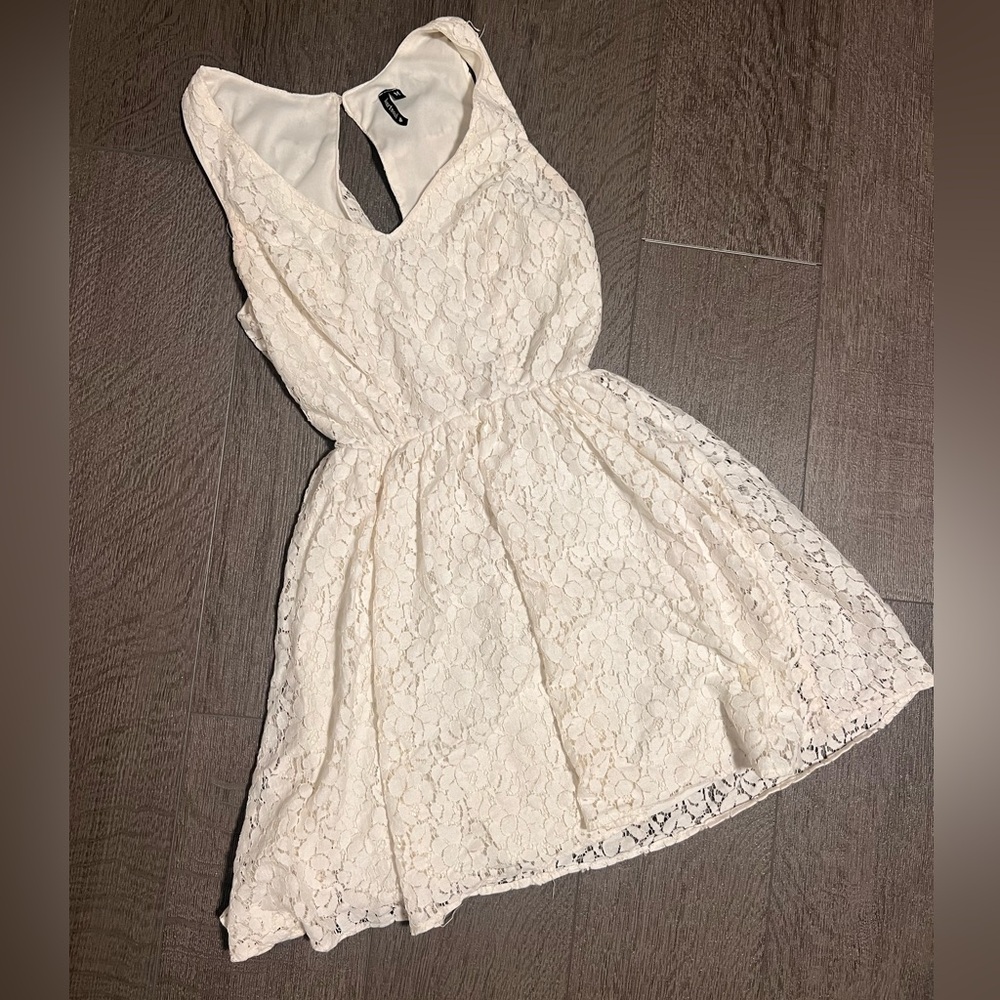 White lace, mini dress, bridal